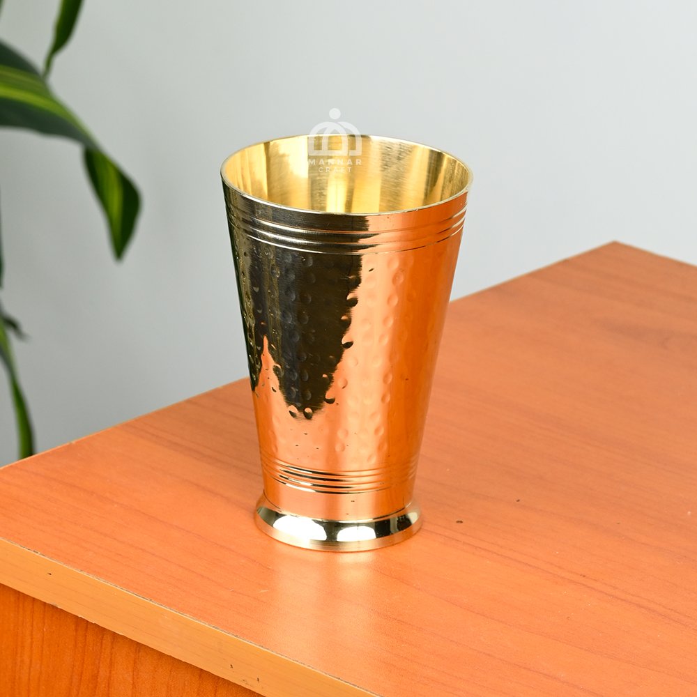 Hammered Brass Tumbler – Handcrafted  Drinkware