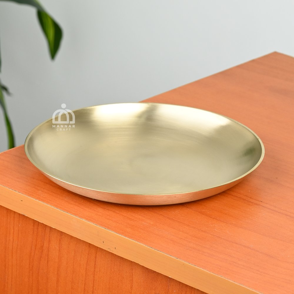 Bronze Plate – Round Shallow Dining Thali | Handmade Bronze Utensil 