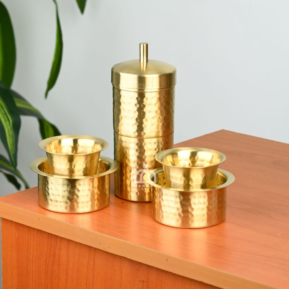 Brass Coffee AYR  Filter Set – Hammered with 2 Davara