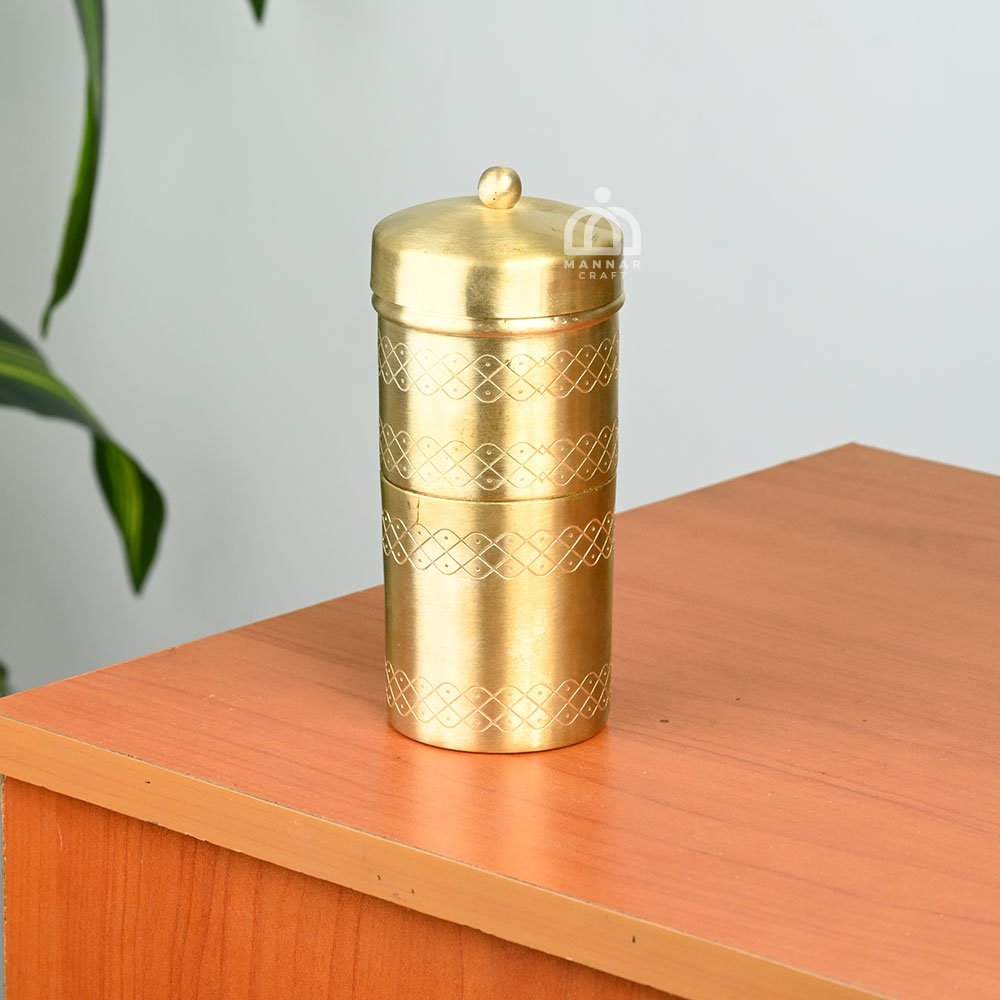 2 Cup Kolam Design Coffee Filter – Matte Finish Brass