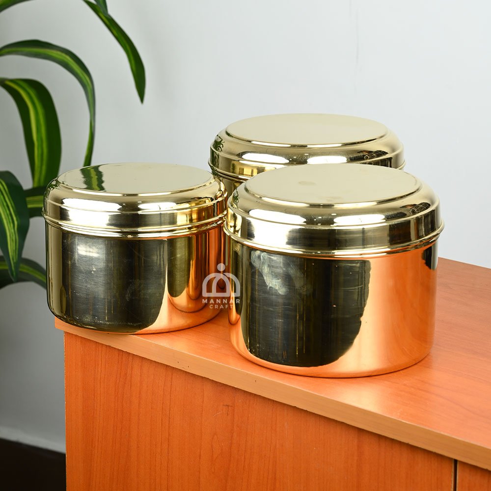 Brass Storage Tiffin Box  Combo Set  – Traditional Premium Lunch Carrier 