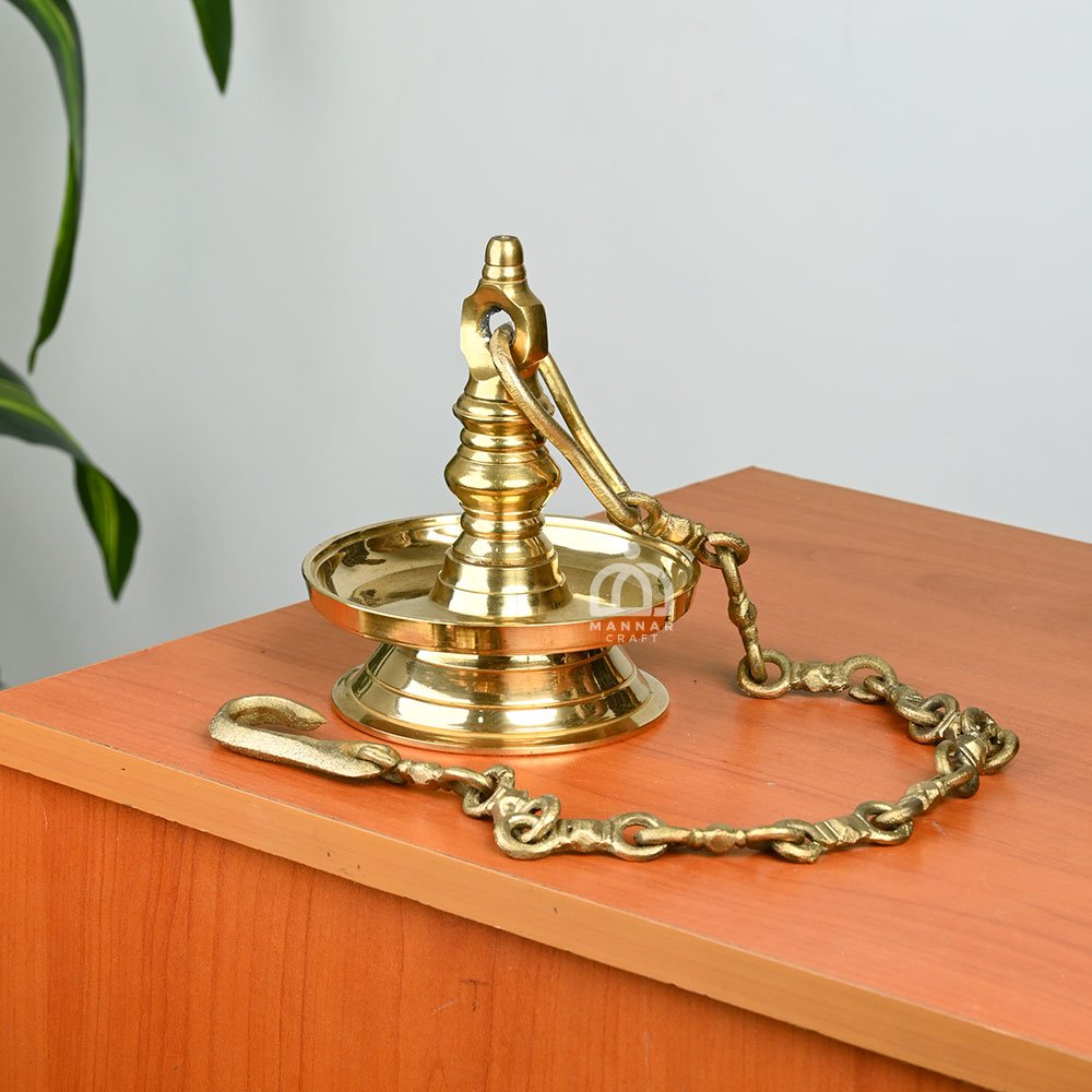 Traditional Brass Thookuvilakku – Kerala Hanging Oil Lamp 