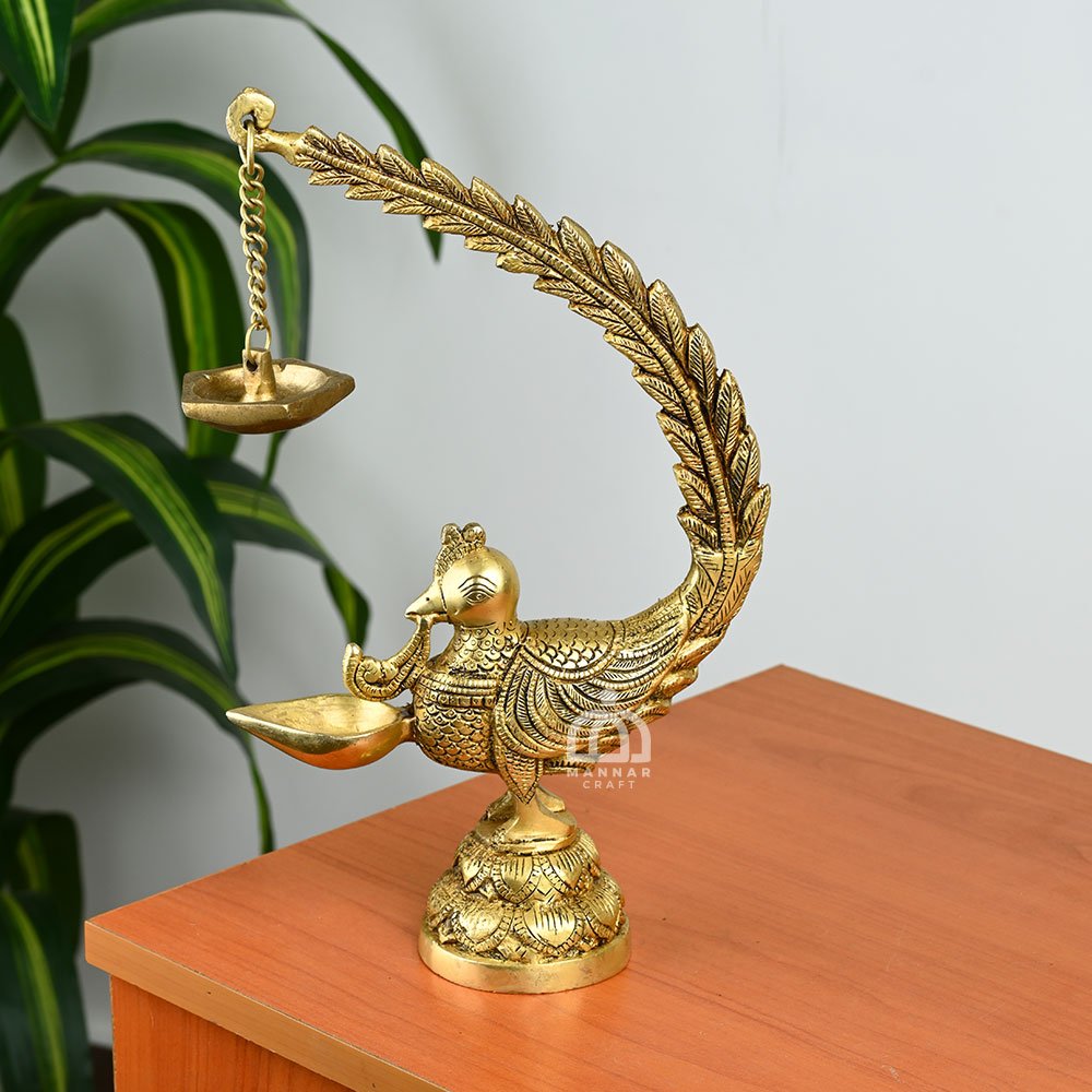 Brass Annam Bird Diya – Traditional Kerala Pooja Oil Lamp