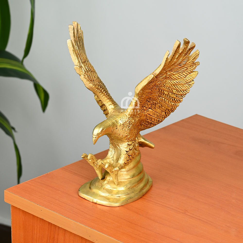 Rising Eagle Artifact Statue – Luxury Tabletop Home Decor Showpiece