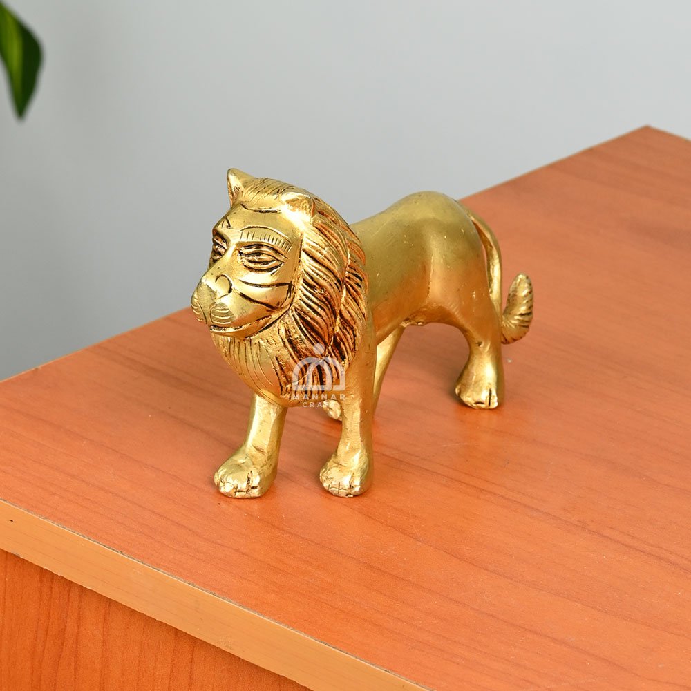 Handcrafted Brass Lion Statue for Home & Office Decor