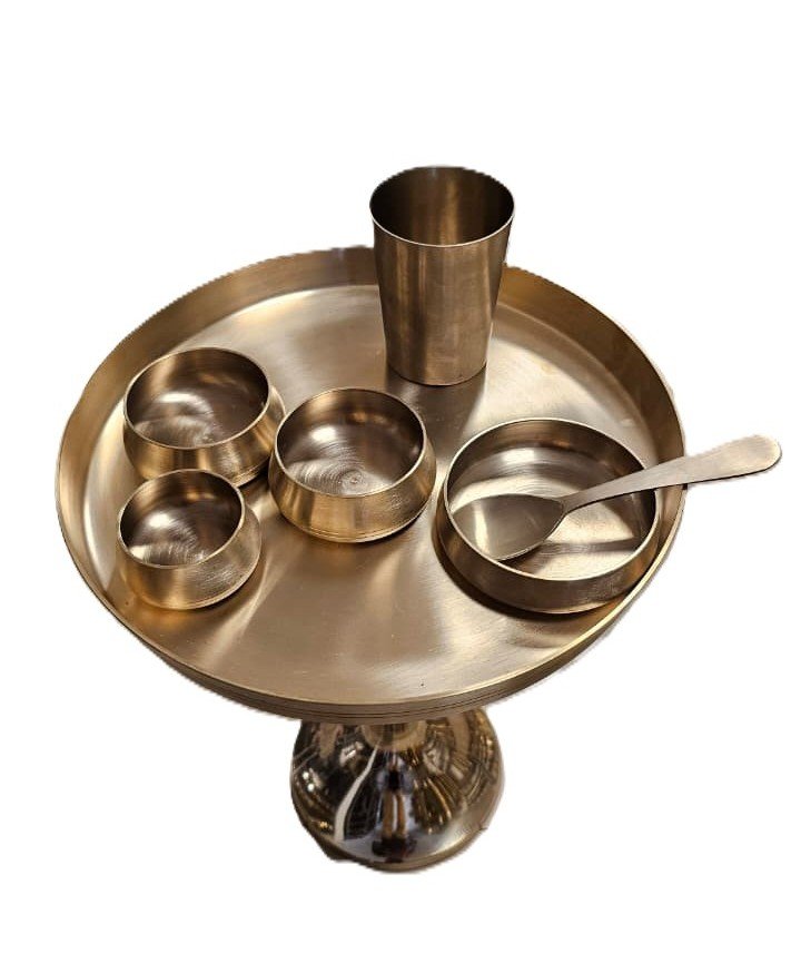 Traditional Bronze Thali Set 7 Pc – Authentic Indian Dinnerware