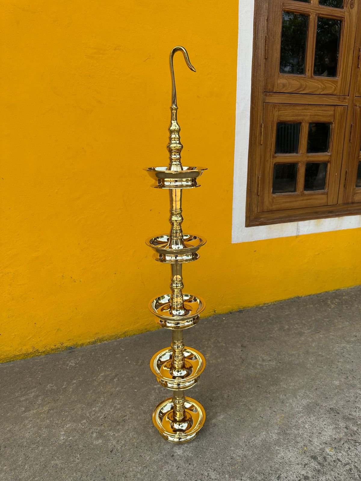 Brass Kerala Hanging Deepasthambham – Traditional 5 Step Thattu Vilakku
