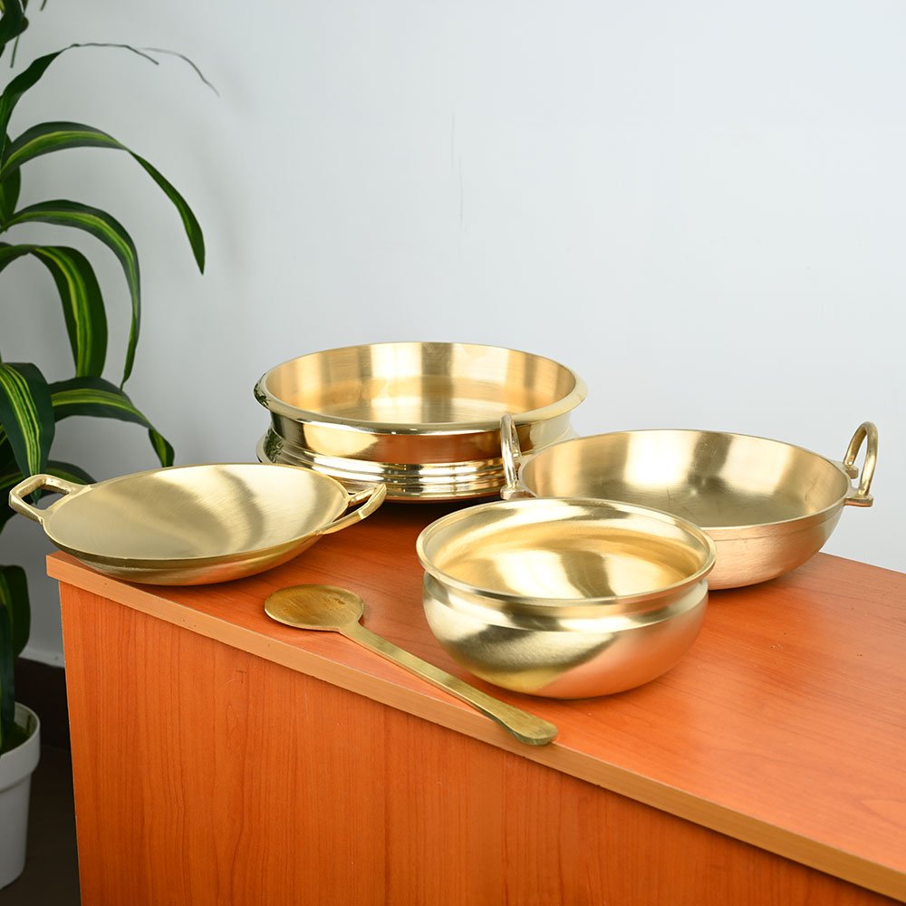 Premium Bronze Combo – Uruli, Chattukam, Kadai, Pana & Appachatty | Traditional Handcrafted Cookware