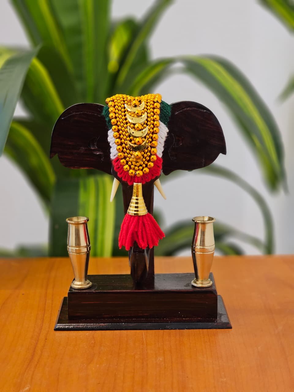 Elephant Pen Holder – Handcrafted Wooden Desk Organizer