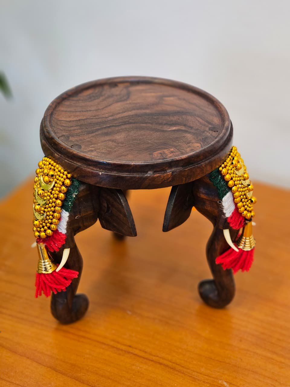 Pooram Elephant Teapoy – Handcrafted Kerala Wooden Table