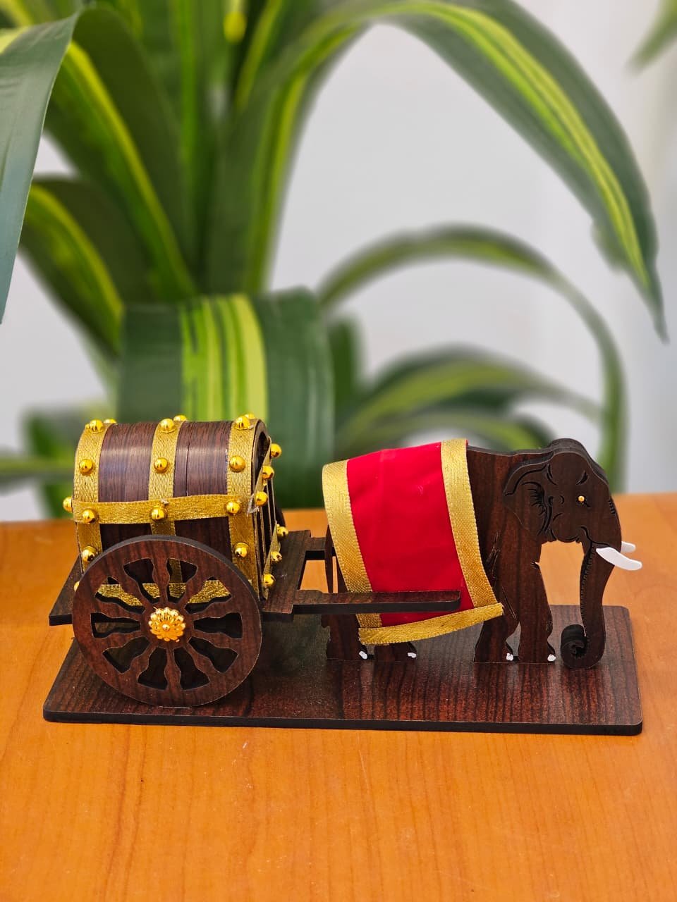 Elephant Cart Decor – Traditional Brass Showpiece