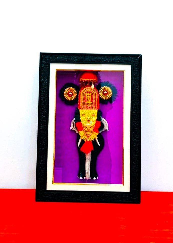 Pooram Elephant Frame – Kerala Traditional Wall Decor