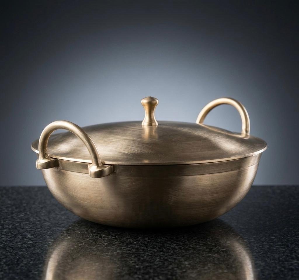 Bronze Kadai with Lid – Traditional Heavy Cooking Vessel