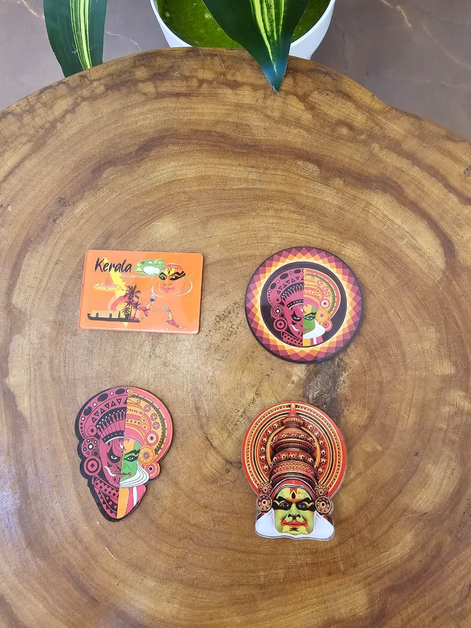 Kerala Fridge Magnets Acrylic Combo Set of 4 Decorative