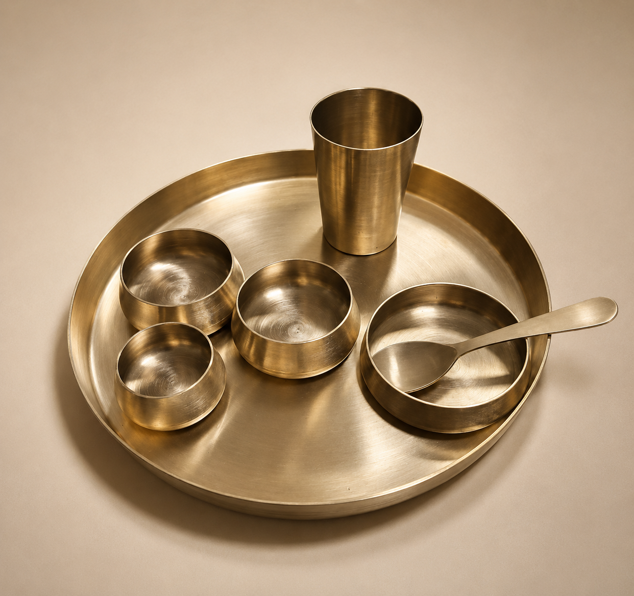 Traditional Bronze Thali Set 7 Pc – Authentic Indian Dinnerware