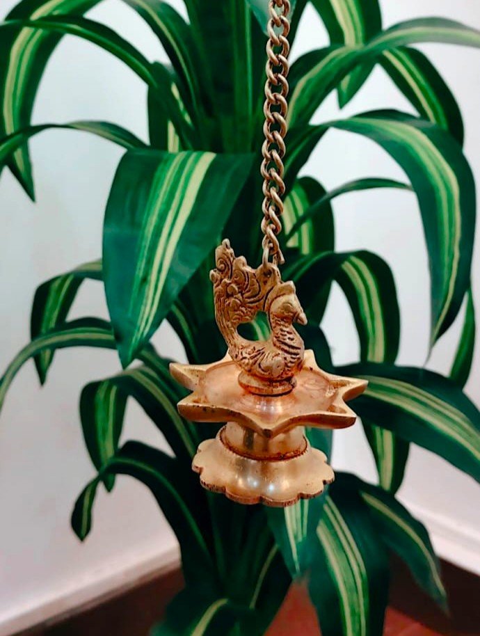 Brass Hanging Lamp – Traditional Handmade Decorative Pooja Lamp