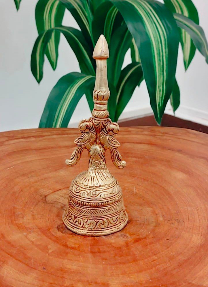 Brass Tibetan Bell – Handmade Spiritual Decor & Temple Bell