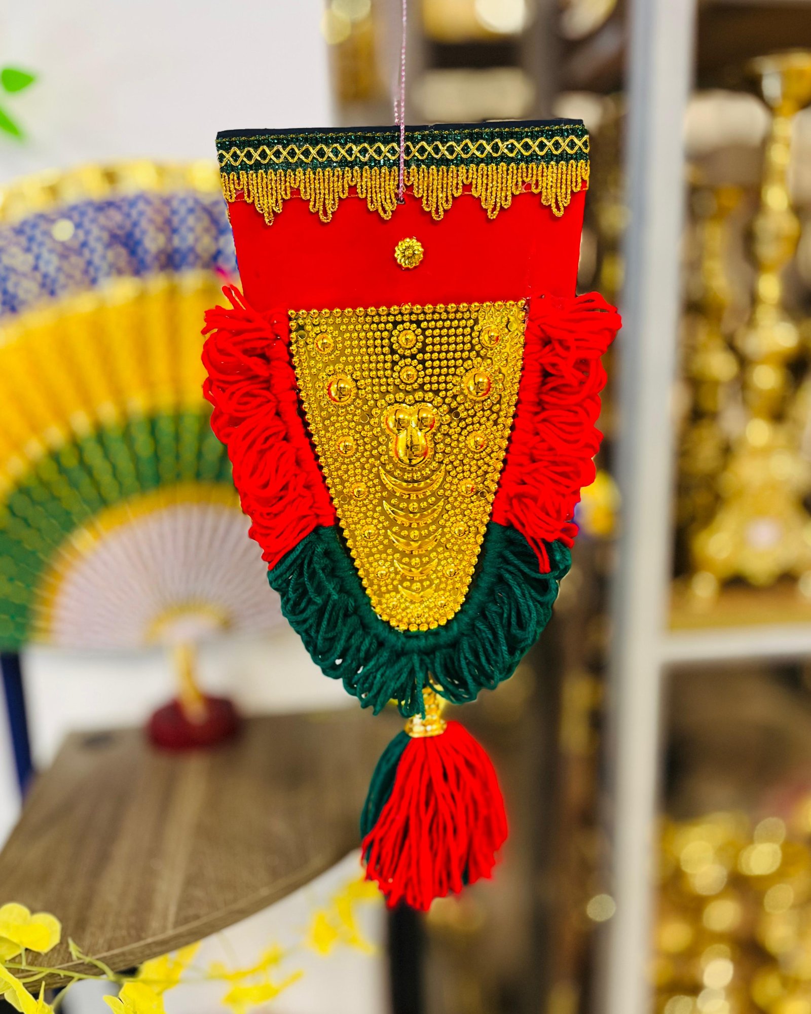 Handcrafted Traditional Nettipattam (38cm) – Kerala Elephant Caparison Wall Hanging – Ethnic Home Decor & Cultural Gift