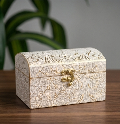 Embossed Wooden Jewelry Box – Gilded Flora Storage Case