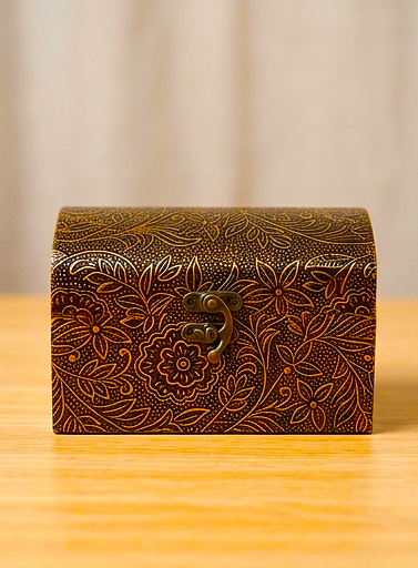 Carved Floral Design Wooden Jewelry Box – Handcrafted Storage Case