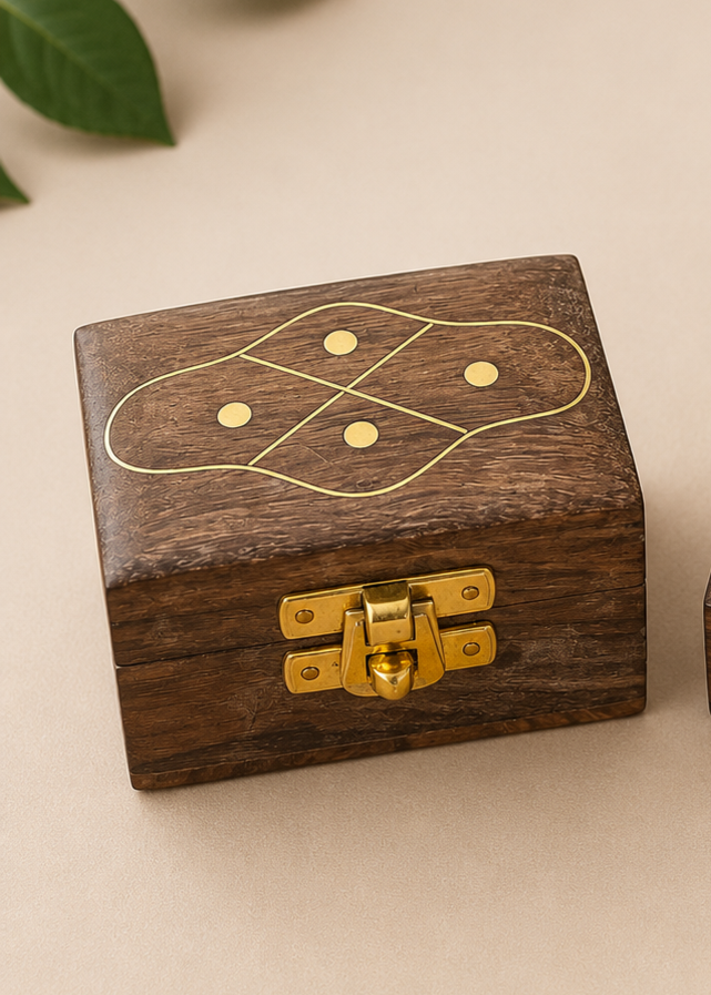 Wooden Ring Box With Design  – Handmade Wedding & Engagement Ring Holder 