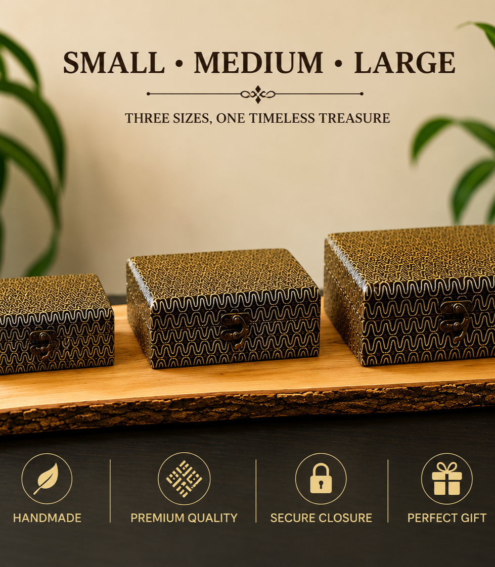 Wooden Jewelry Box Combo Set with Decorative Design Organizer
