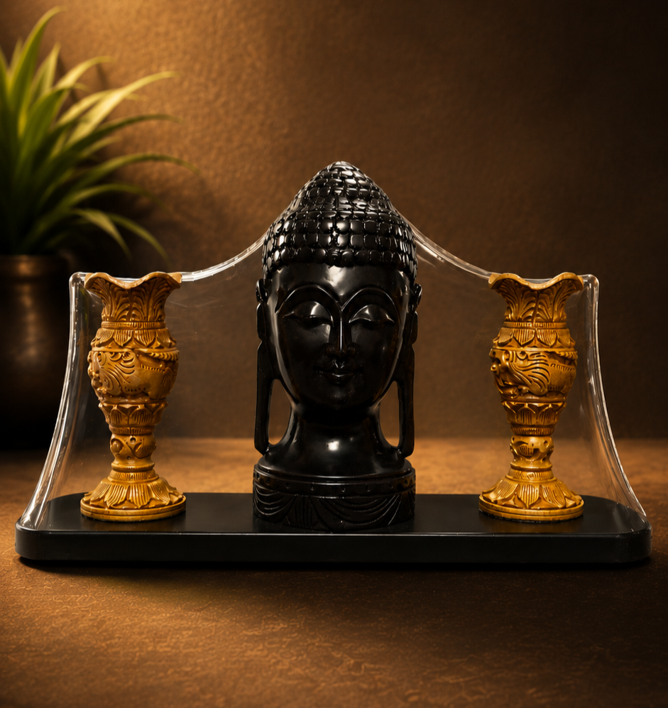 Buddha Pen Holder with Flower Vase | Decorative Desk Organizer