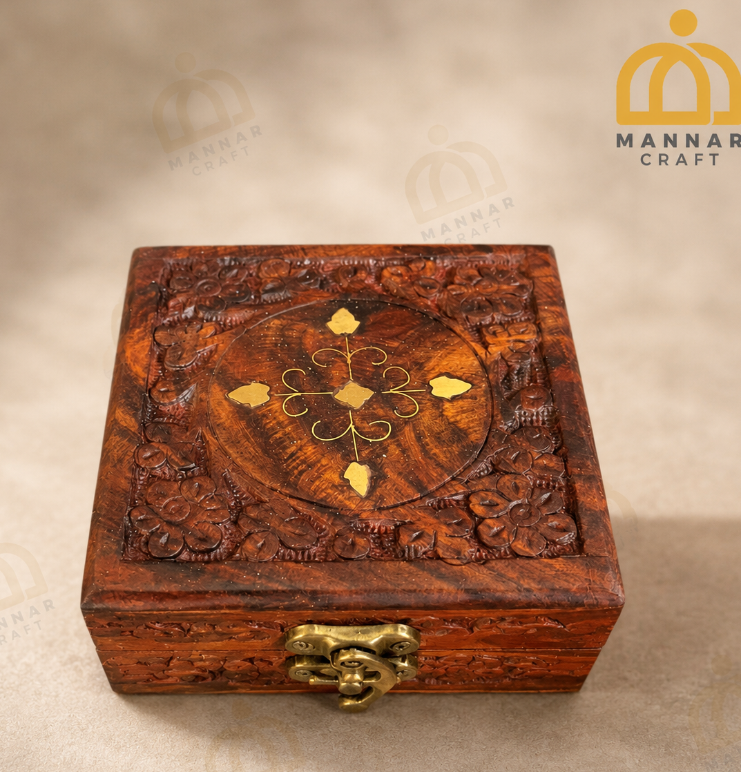 Wooden Jewellery Box 4 x 4 | Engraved Jewel & Gift Box
