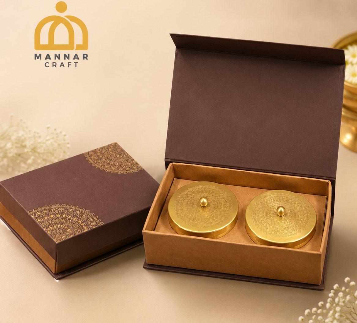Brass Dry Fruit Pot Set | Traditional Brass Serving & Gift Set