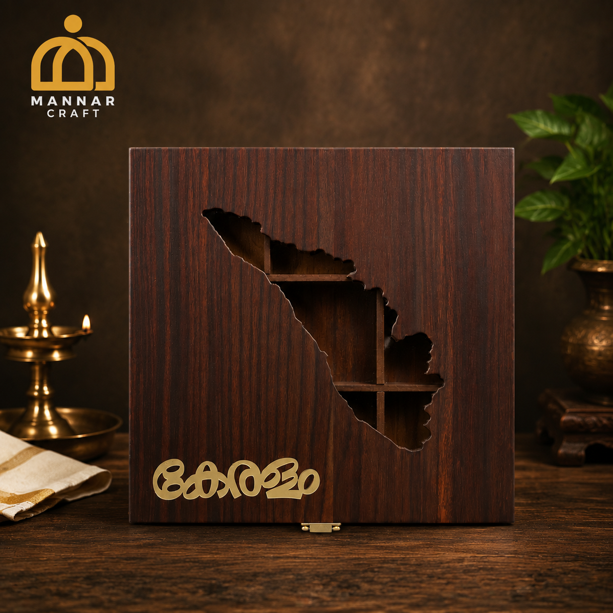 Kerala Spice Box with Keralam Engraving – Traditional Storage