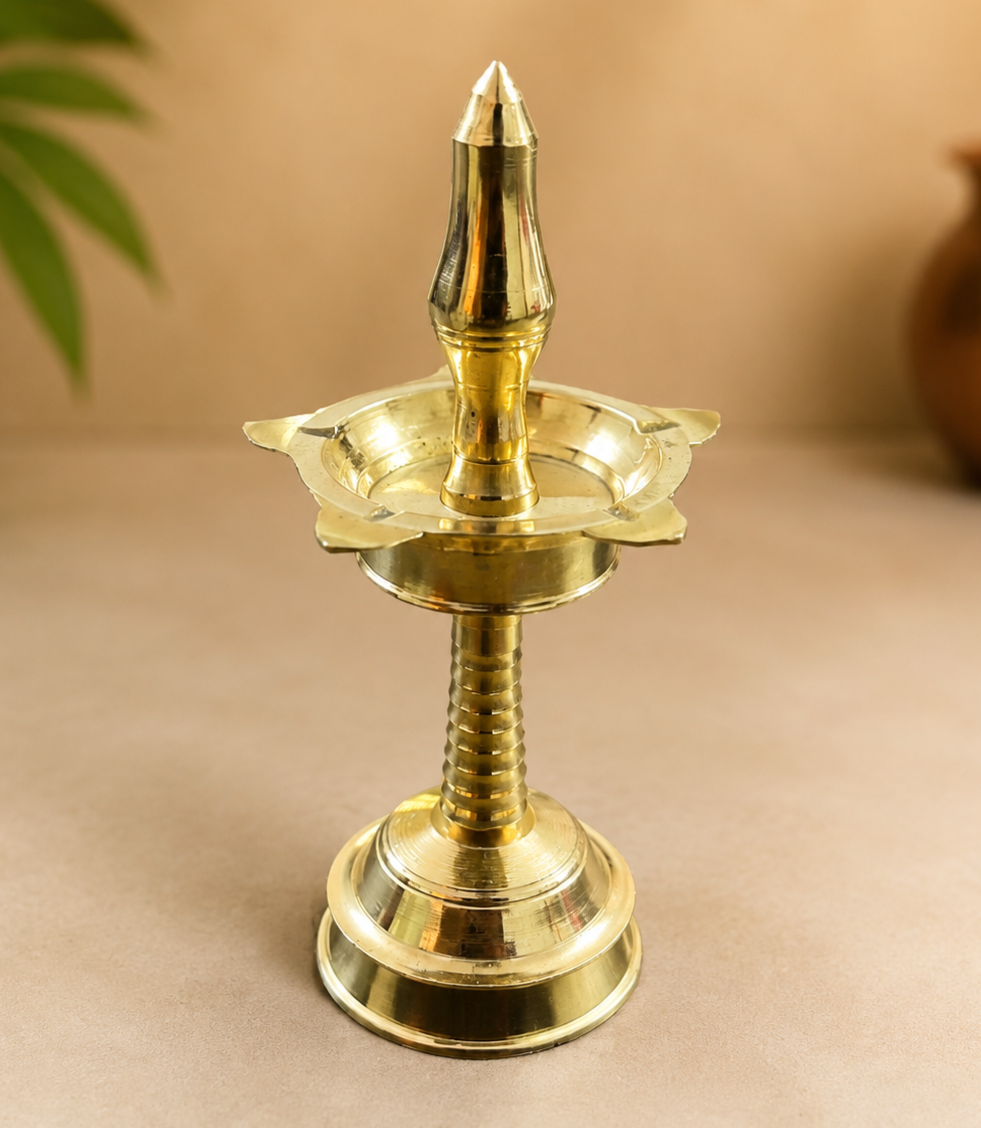Brass 5 Wick Deepam – Traditional Panchamukhi Oil Lamp for Pooja