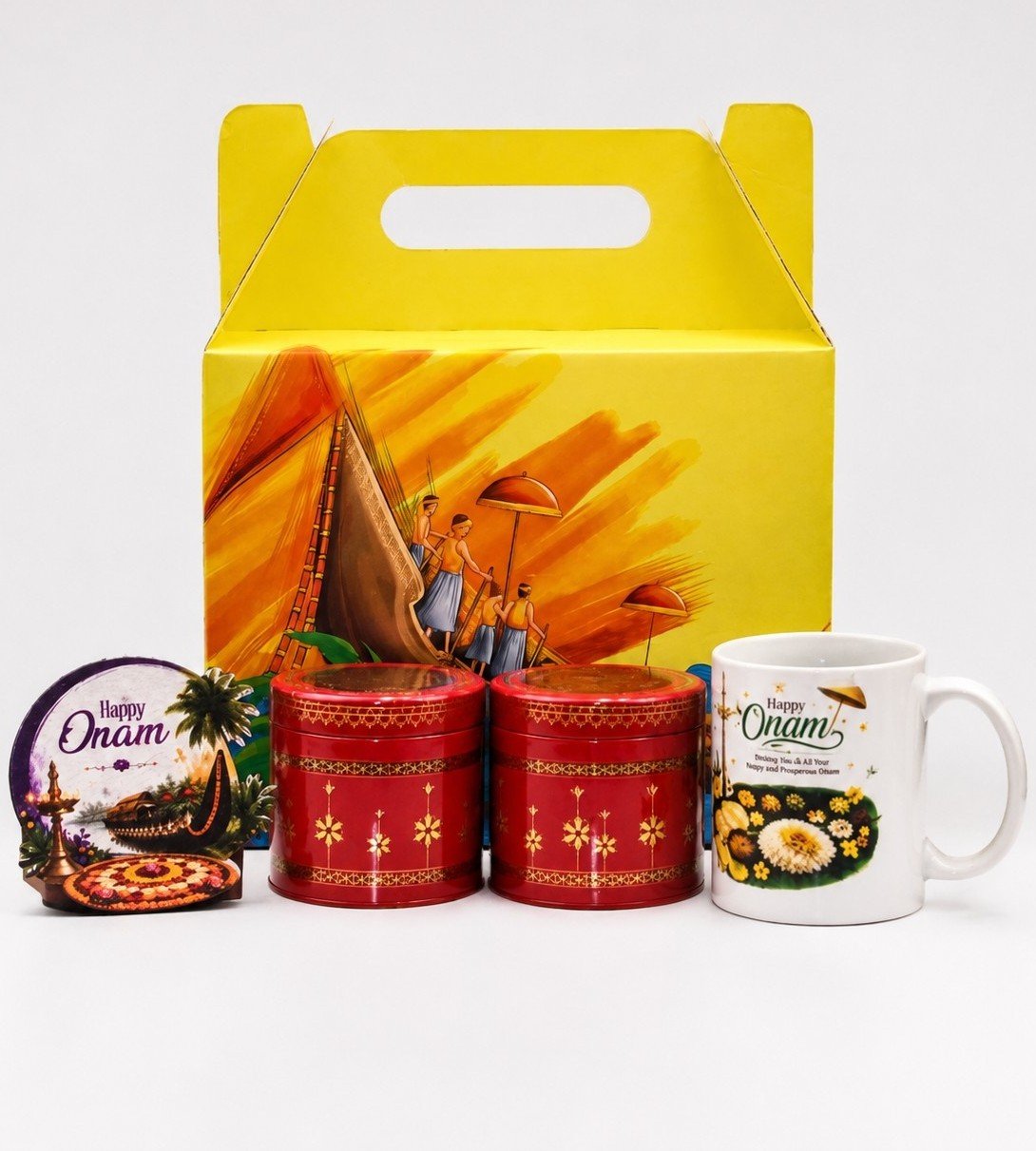 Onam Gifting Hamper Box | Mug, Chips & Felt Magnet Gift Set