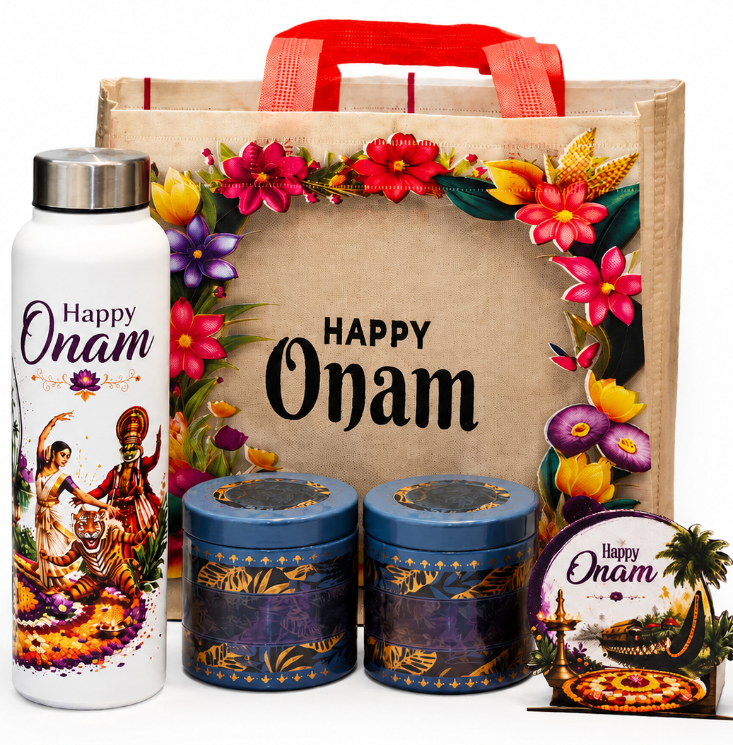 Onam Gifting Hamper Box | Bottle, Chips & Gift Bag | Mannar Craft
