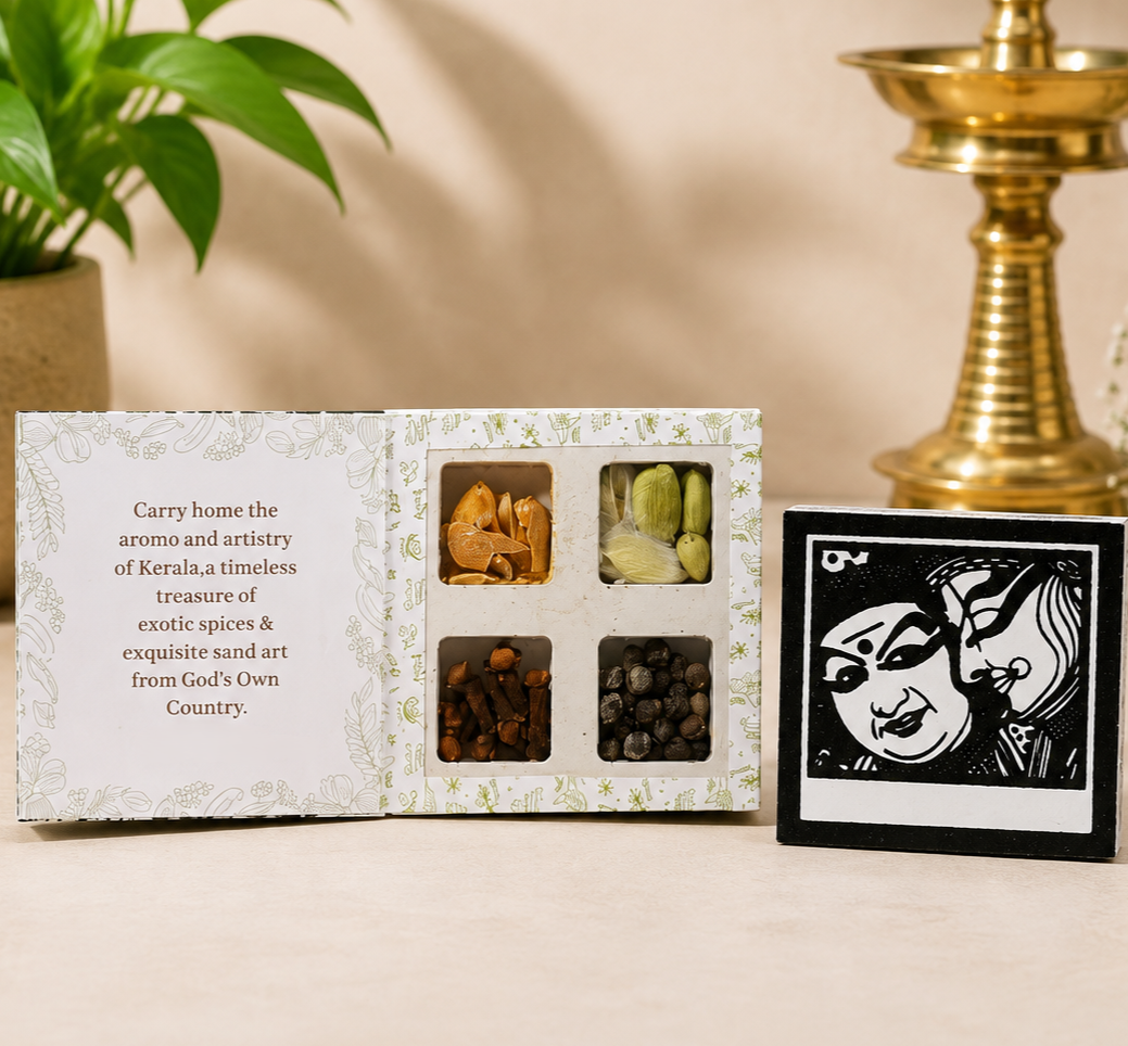 Sand Art Spice Box | Handmade Wooden Traditional Masala Box