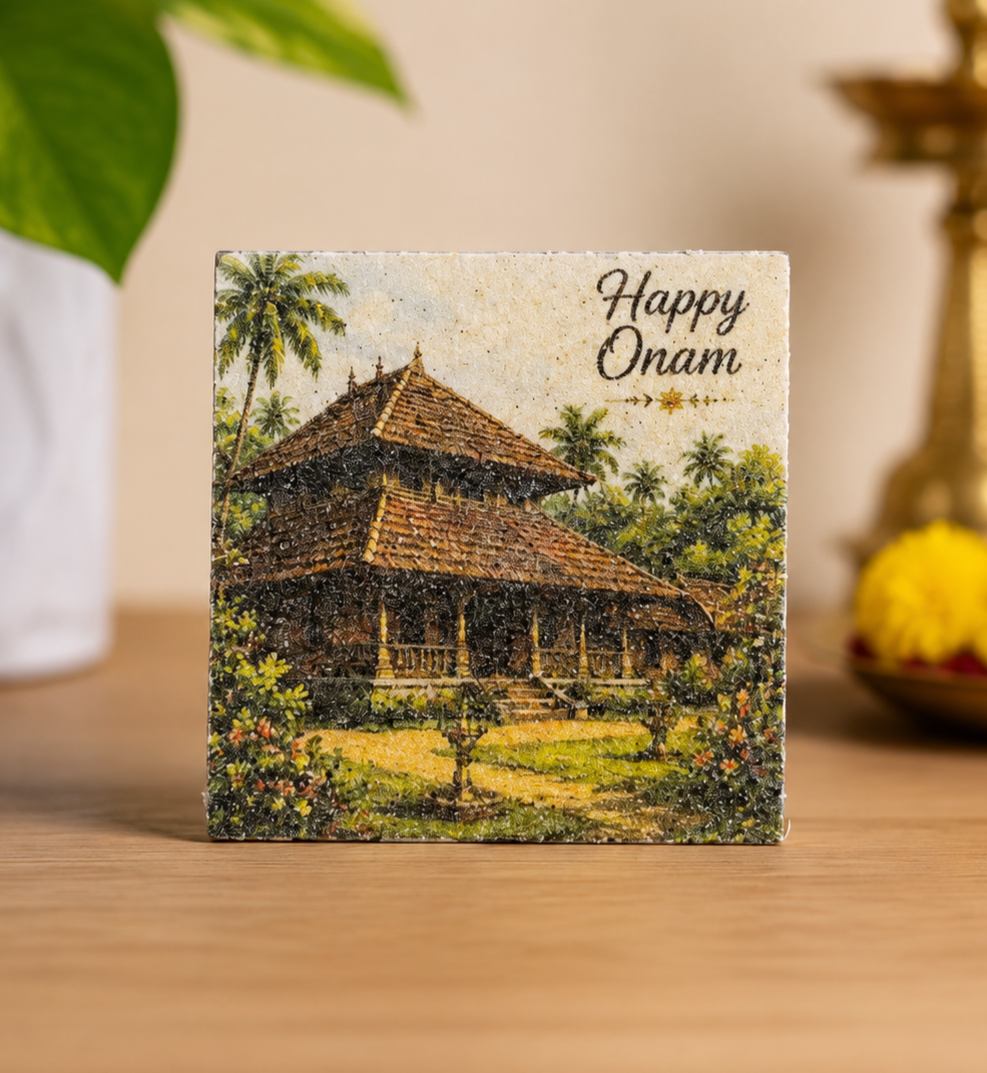 Happy Onam Fridge Magnet – Handmade Sand Art Kerala Souvenir
