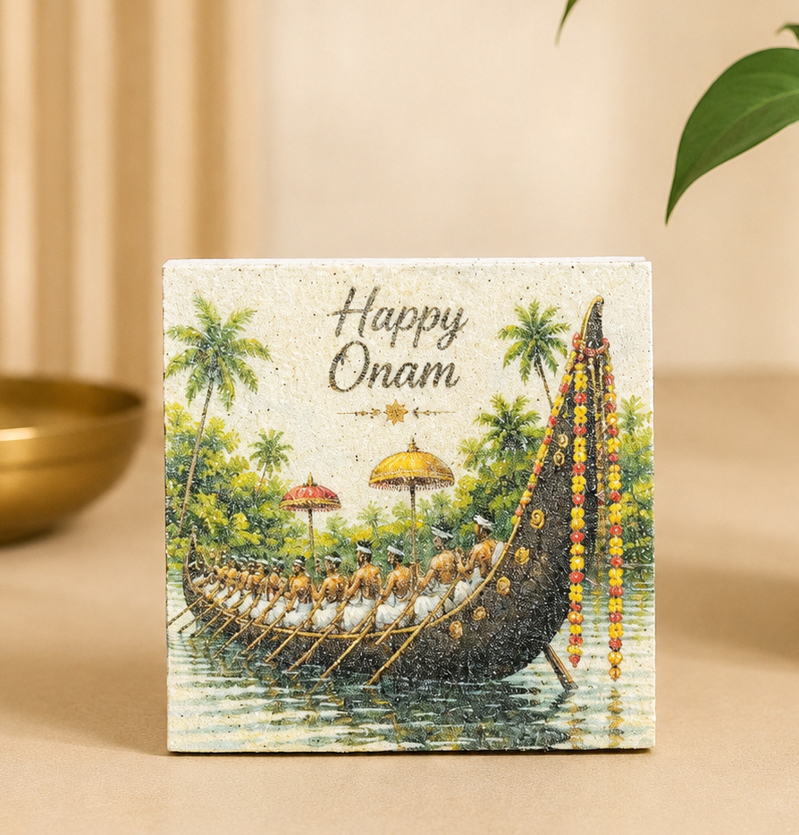 Kerala Vallam Kali Fridge Magnet | Handmade Sand Art Souvenir