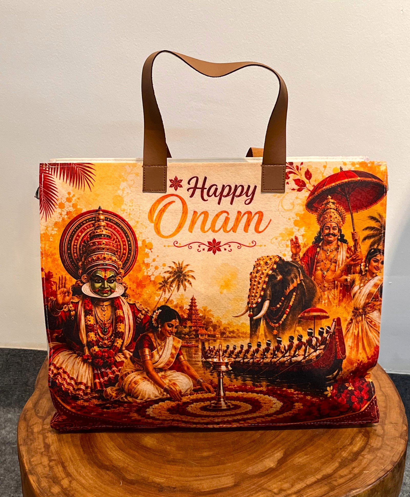 Happy Onam Felt Bag | Reusable Festive Gift Bag