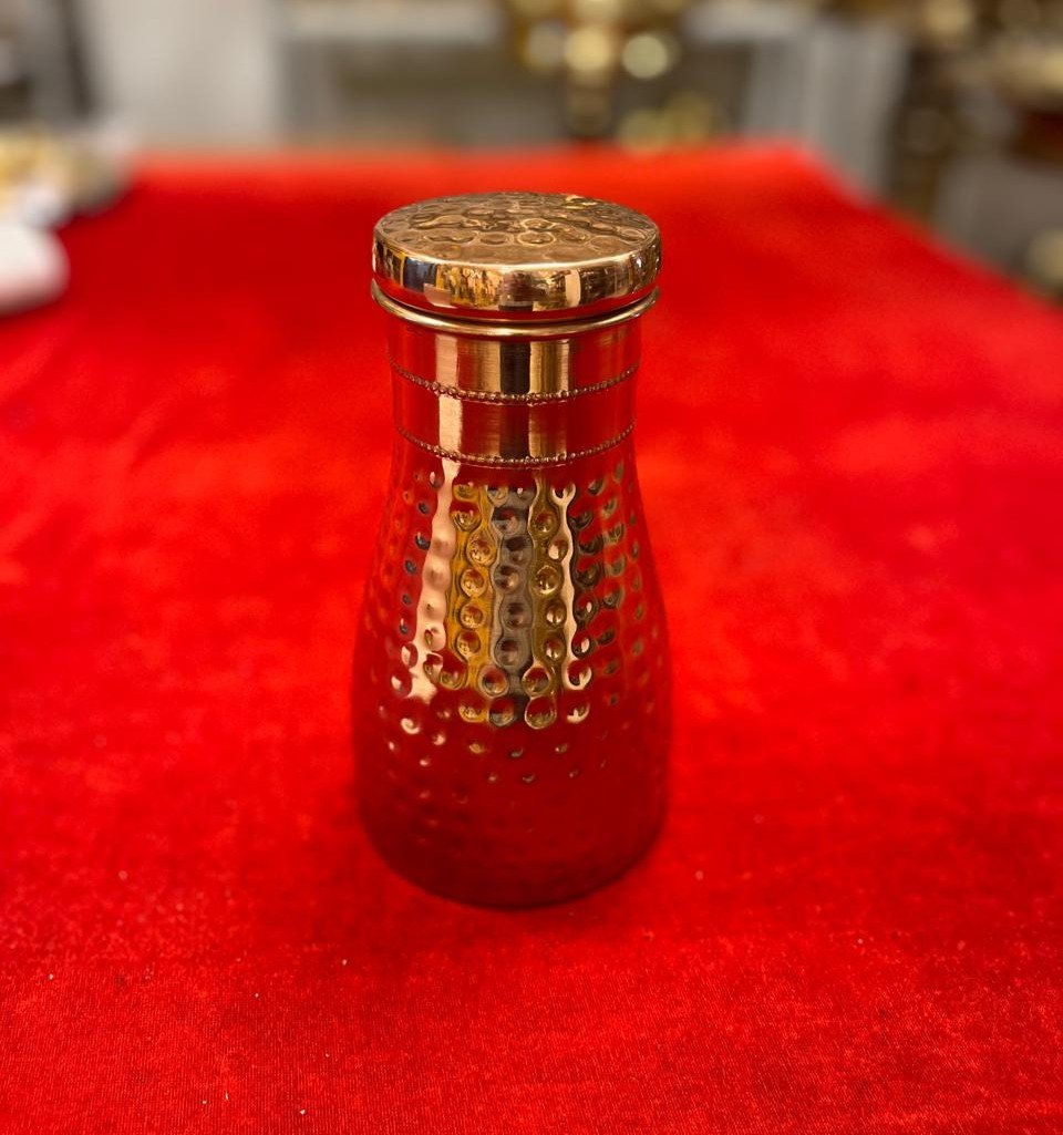 Copper Water Bottle 1000 ml – Hammered Finish for Home
