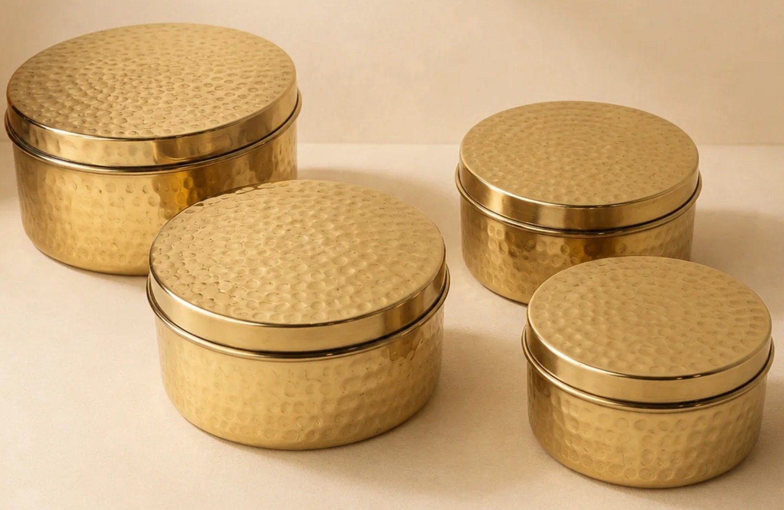 Mannar Craft Brass Hammered Storage Box  Tin Coated – Traditional Handcrafted Decor