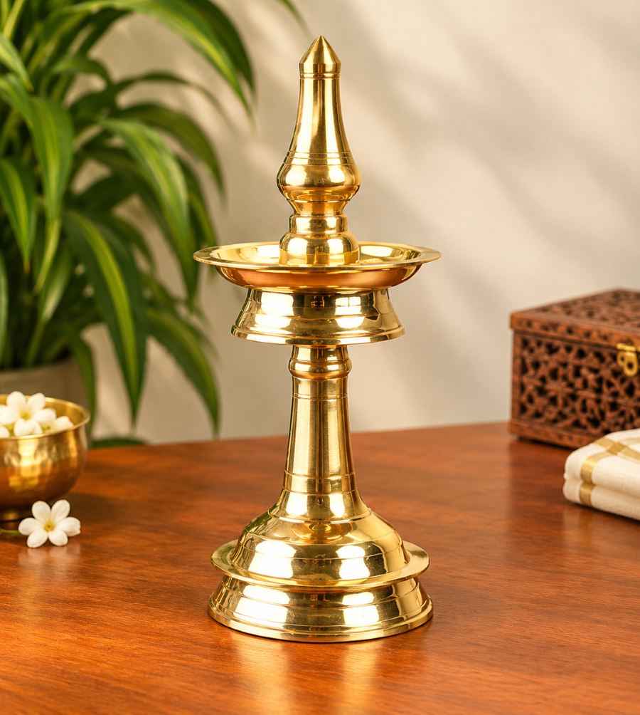 Ganapathi Vilakku - Traditional Brass Oil Lamp for Temple & Home Decor 