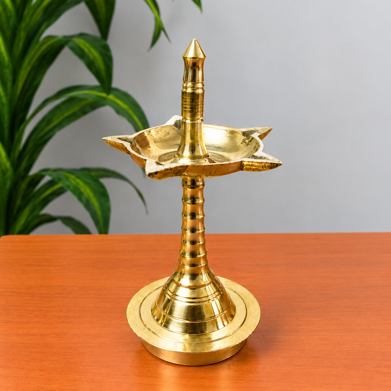 Traditional Brass Panchamukhi Diya for Pooja & Home Temple