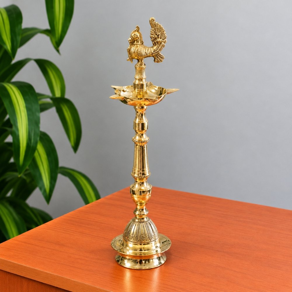 Kerala Peacock Diya – Fancy Traditional Brass Oil Lamp