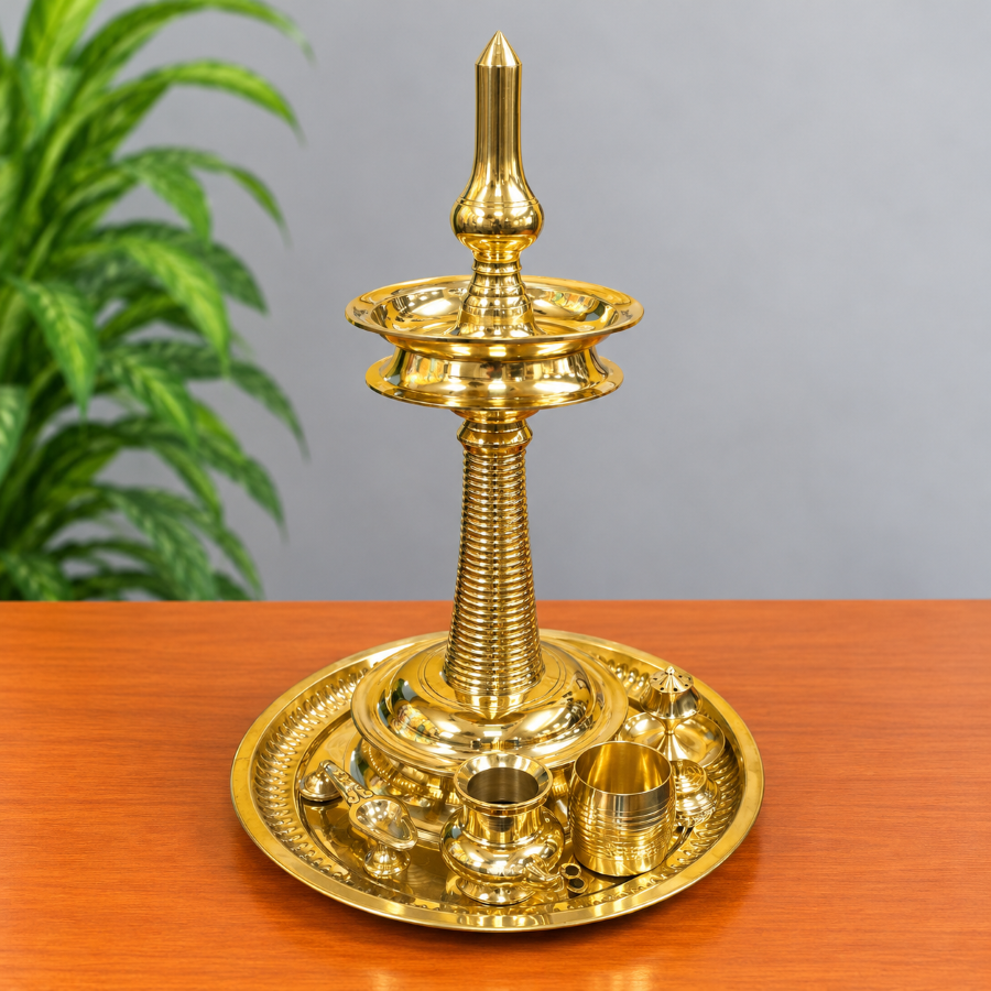 Amma Vilakku Set – Traditional Brass 20 Pooja Lamp 