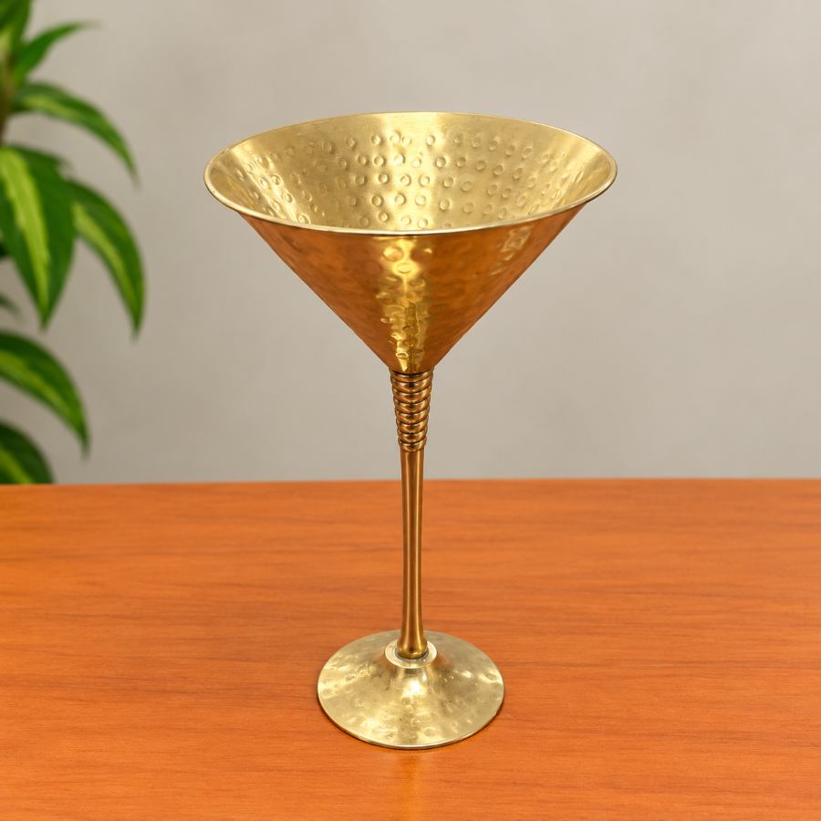 Brass Hammered Cocktail Glass – Elegant Traditional Drinkware
