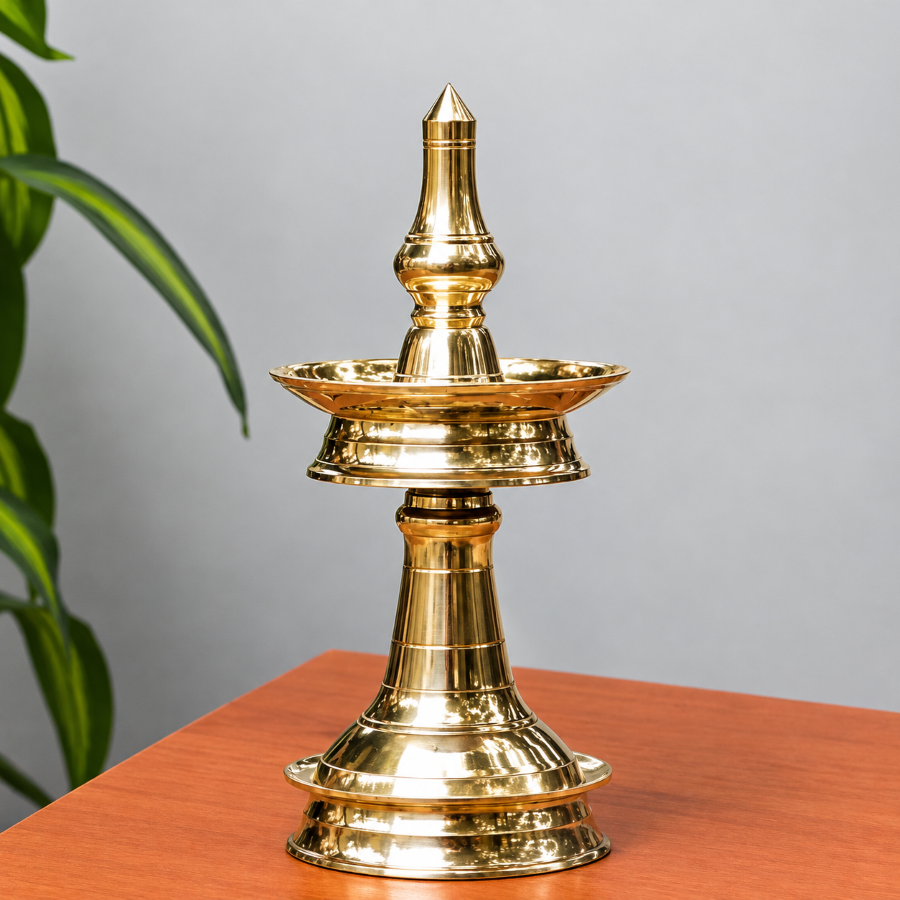 Ganapathi Vilakku - Traditional Brass Oil Lamp for Temple & Home Decor 