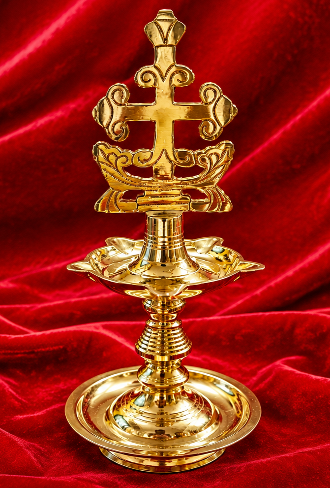 Mannar craft Brass Sleeba Cross Special  Lamp – Traditional Christian Prayer Lamp