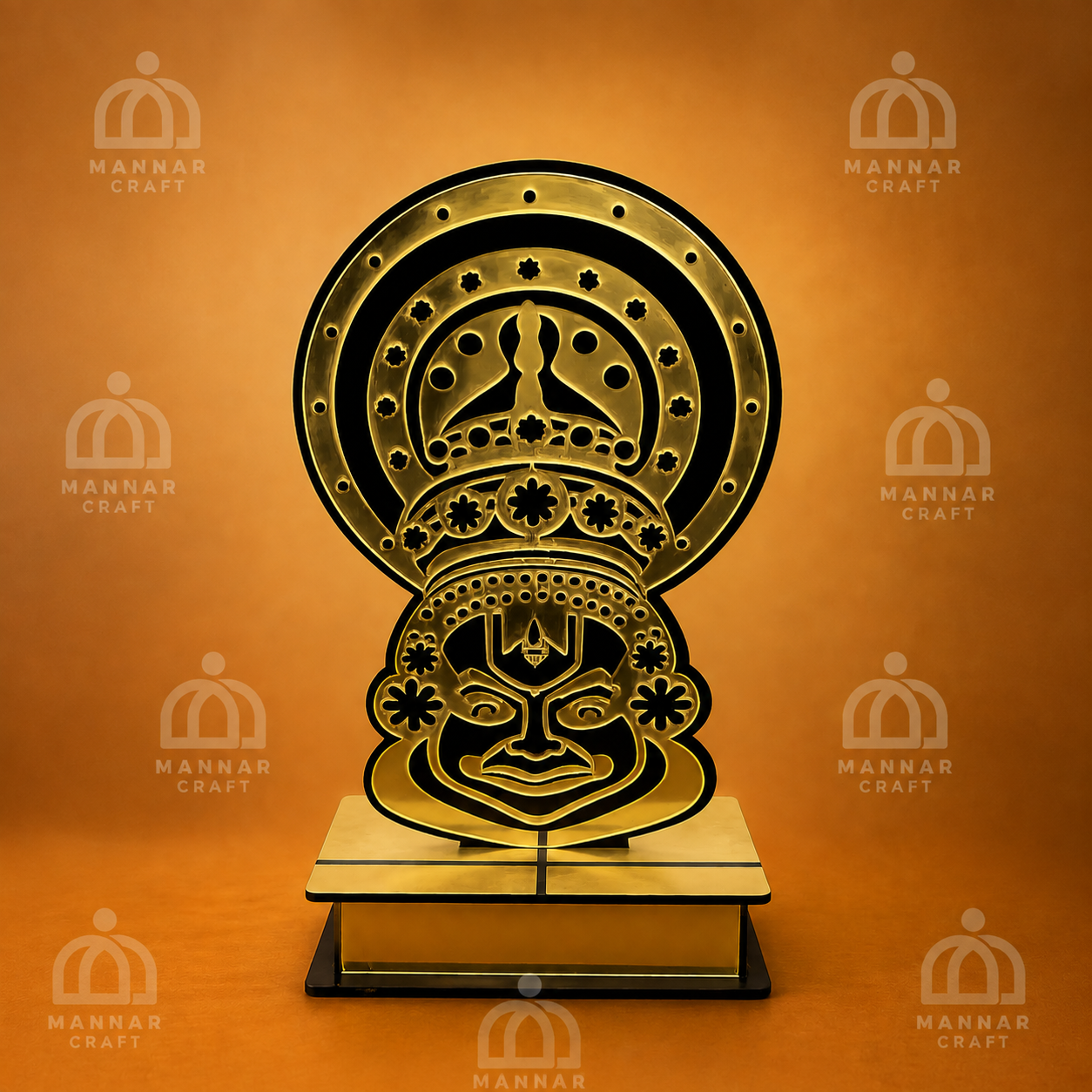 Acrylic Kathakali Face with Stand – Kerala Traditional Decor