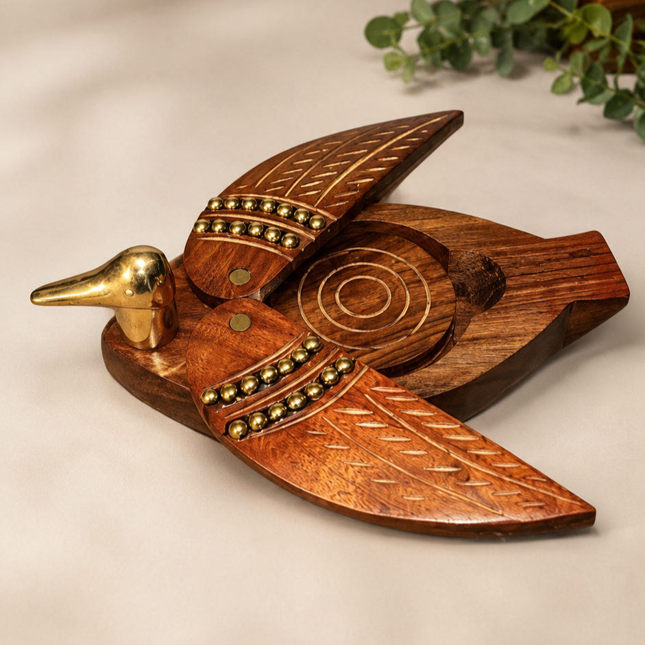Premium Duck Coaster Set – Handmade Wooden Table Coasters