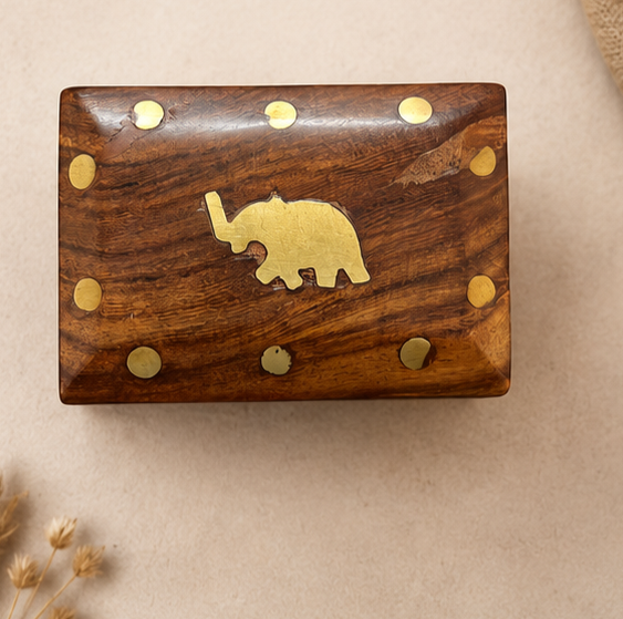 Elephant Design Jewelry Box – Handcrafted Wooden Storage Box