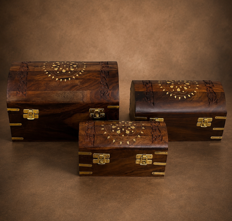 Handcrafted Wooden Jewelry Box Combo – Premium Handmade Storage Set